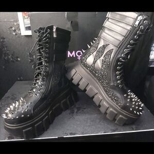 Studded Black Platform Combat Boots